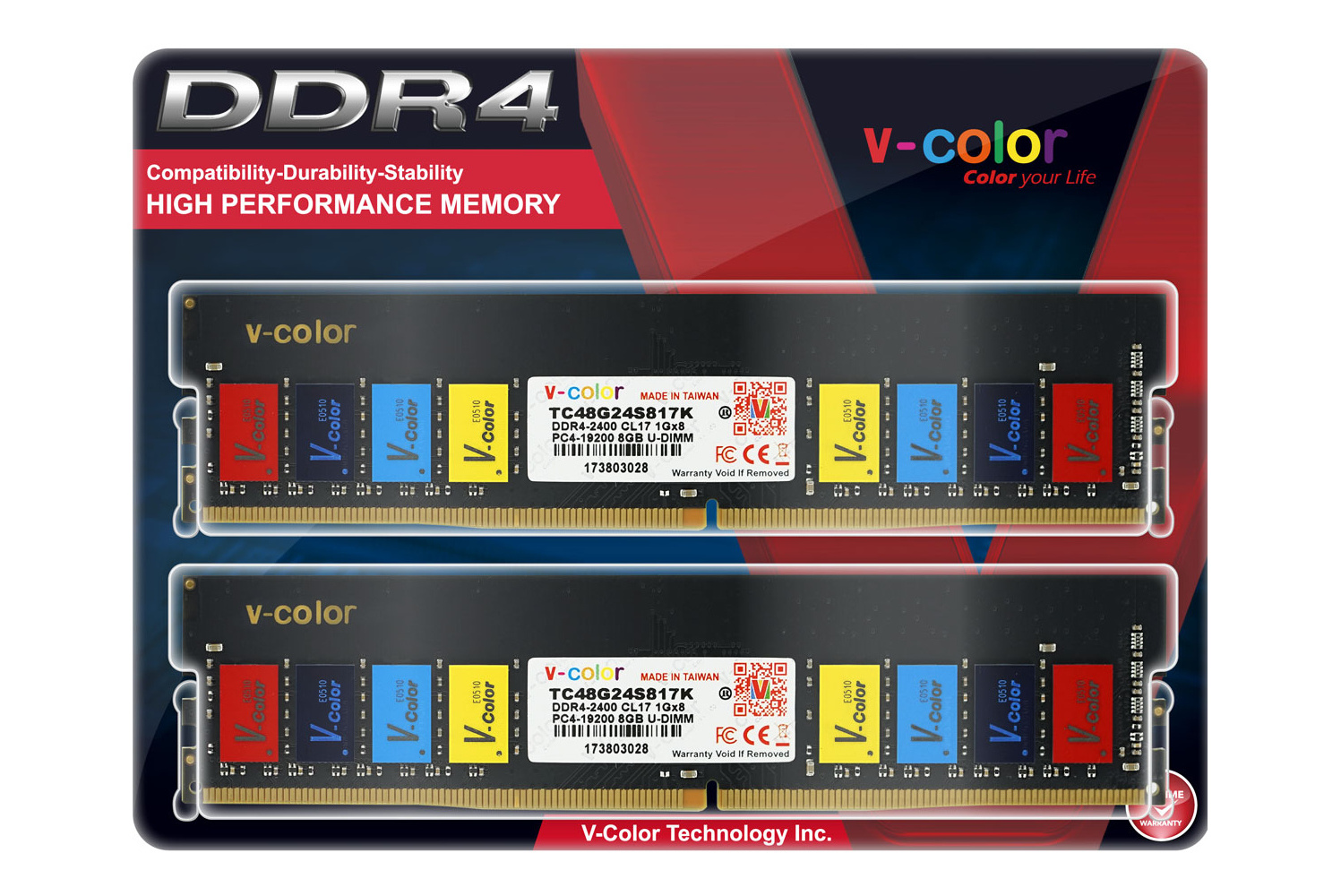 V-Color TC48G24S817K （DDR4-2400 8GB×2）