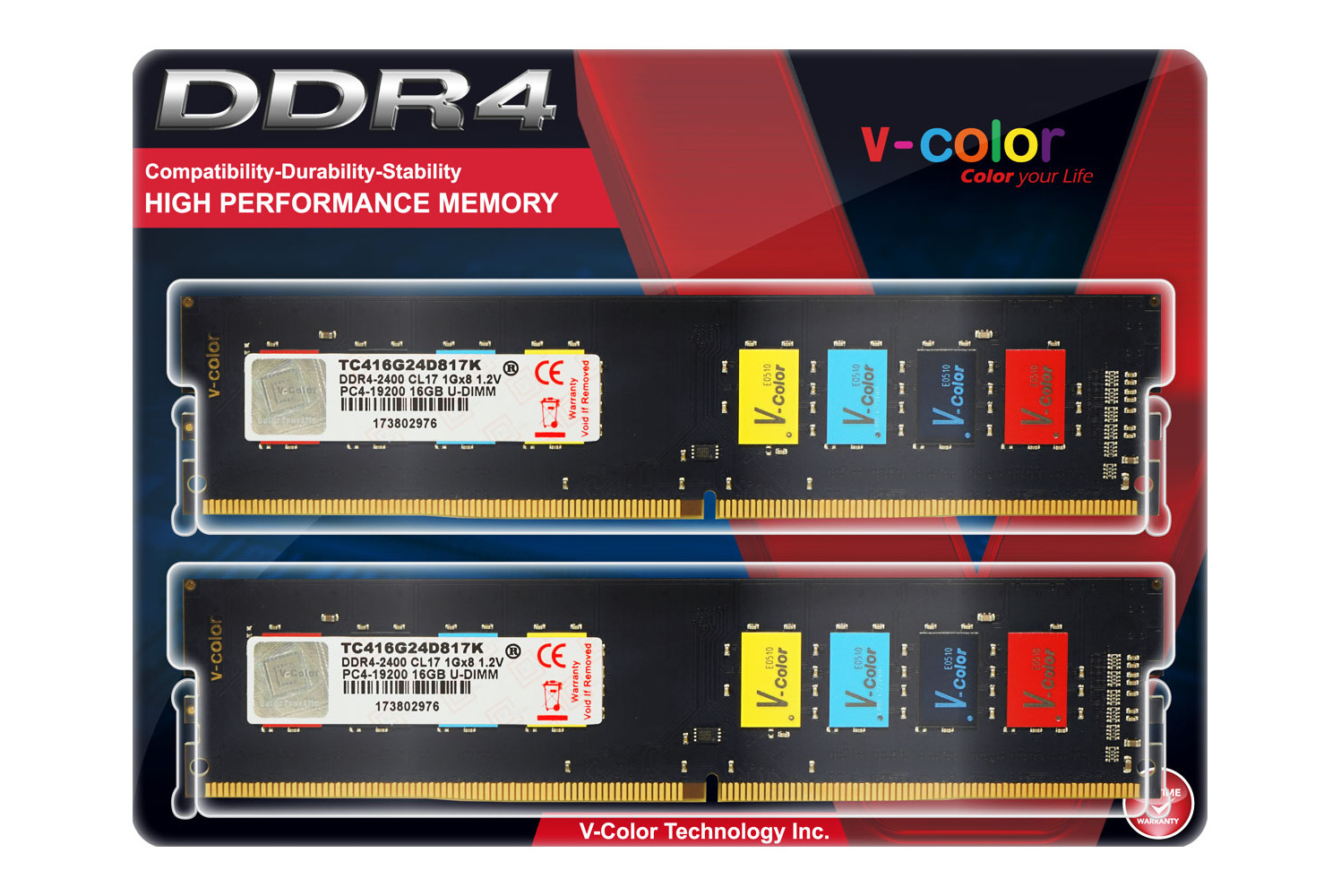 V-Color TC416G24D817K （DDR4-2400 16GB×2）